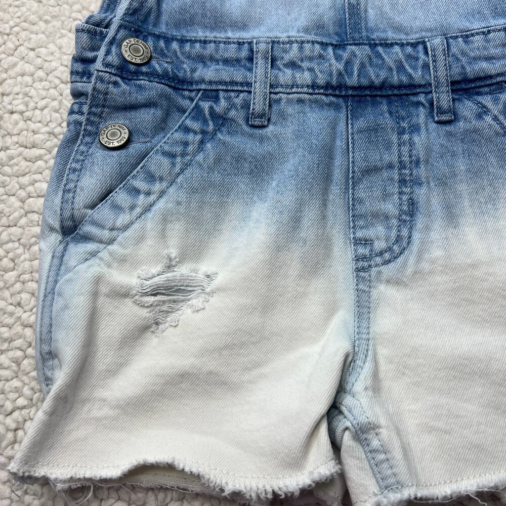 Gap Kids Denim Faded Bleached Short Overalls Small - Picture 2 of 11